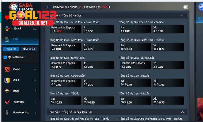 cá cược esports Tận dụng mọi kèo cược khi tham gia tại Goal123