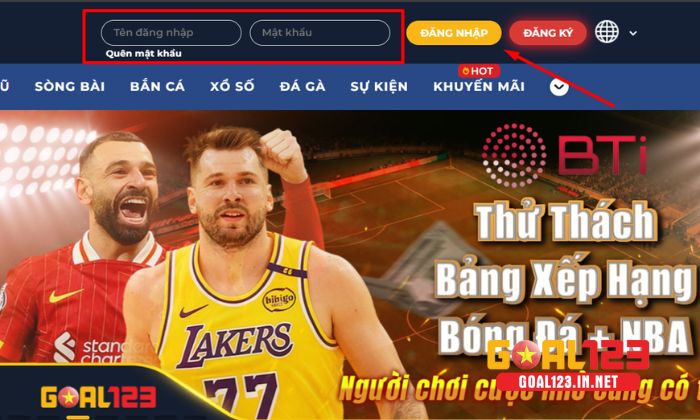 Điền thông tin đã đăng ký tại nhà cái Goal123